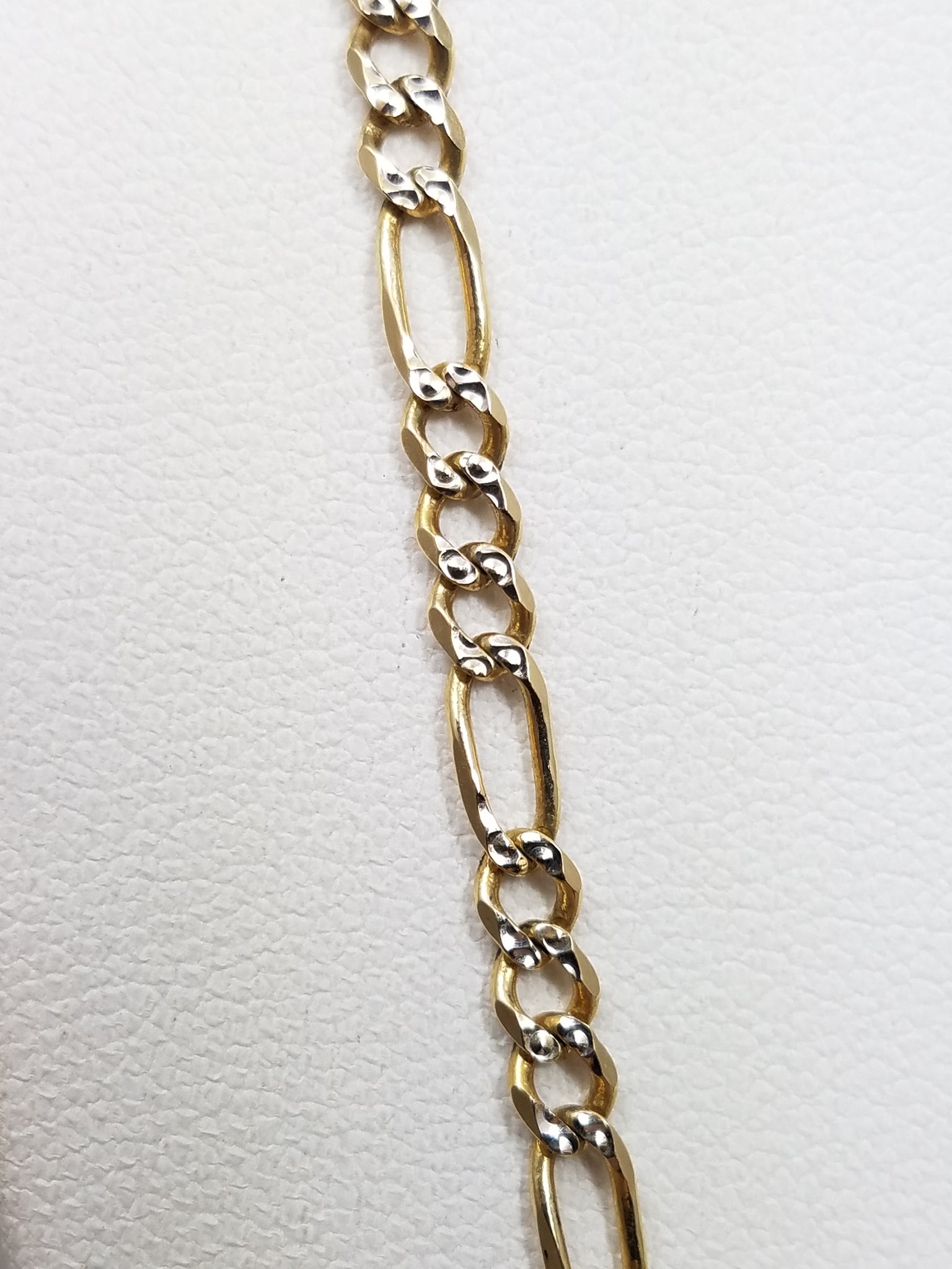 Sporty 22" Solid 14k Two Tone Gold Figaro Link Chain Necklace