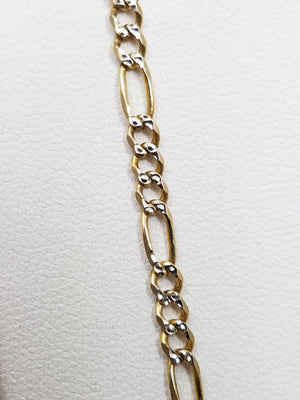 Sporty 22" Solid 14k Two Tone Gold Figaro Link Chain Necklace