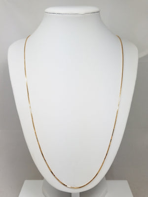 Classic 24" 14k Yellow Gold Box Link Chain Necklace