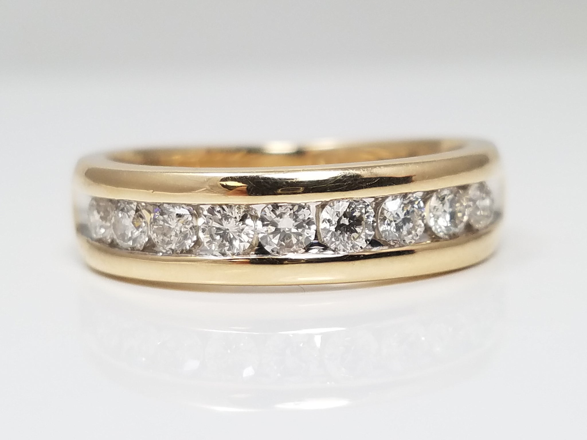 Classic 10k Yellow Gold Natural Diamond Anniversary Ring Band