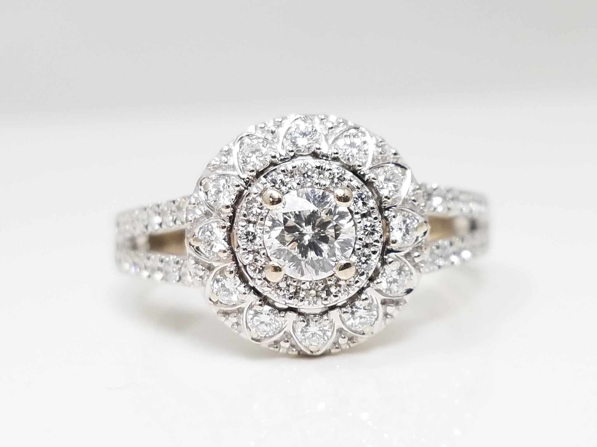 Brilliant 1ctw Natural Diamond 14k White Gold Engagement Ring