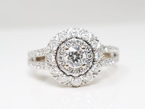 Brilliant 1ctw Natural Diamond 14k White Gold Engagement Ring