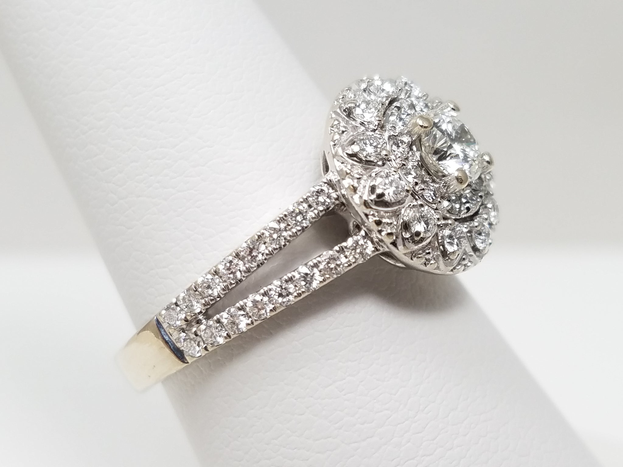 Brilliant 1ctw Natural Diamond 14k White Gold Engagement Ring