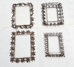 Four Extravagant Solid Sterling Silver Flower Themed Picture Frames