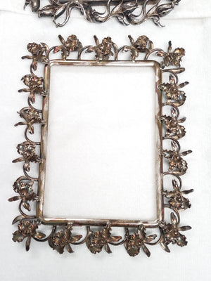 Four Extravagant Solid Sterling Silver Flower Themed Picture Frames