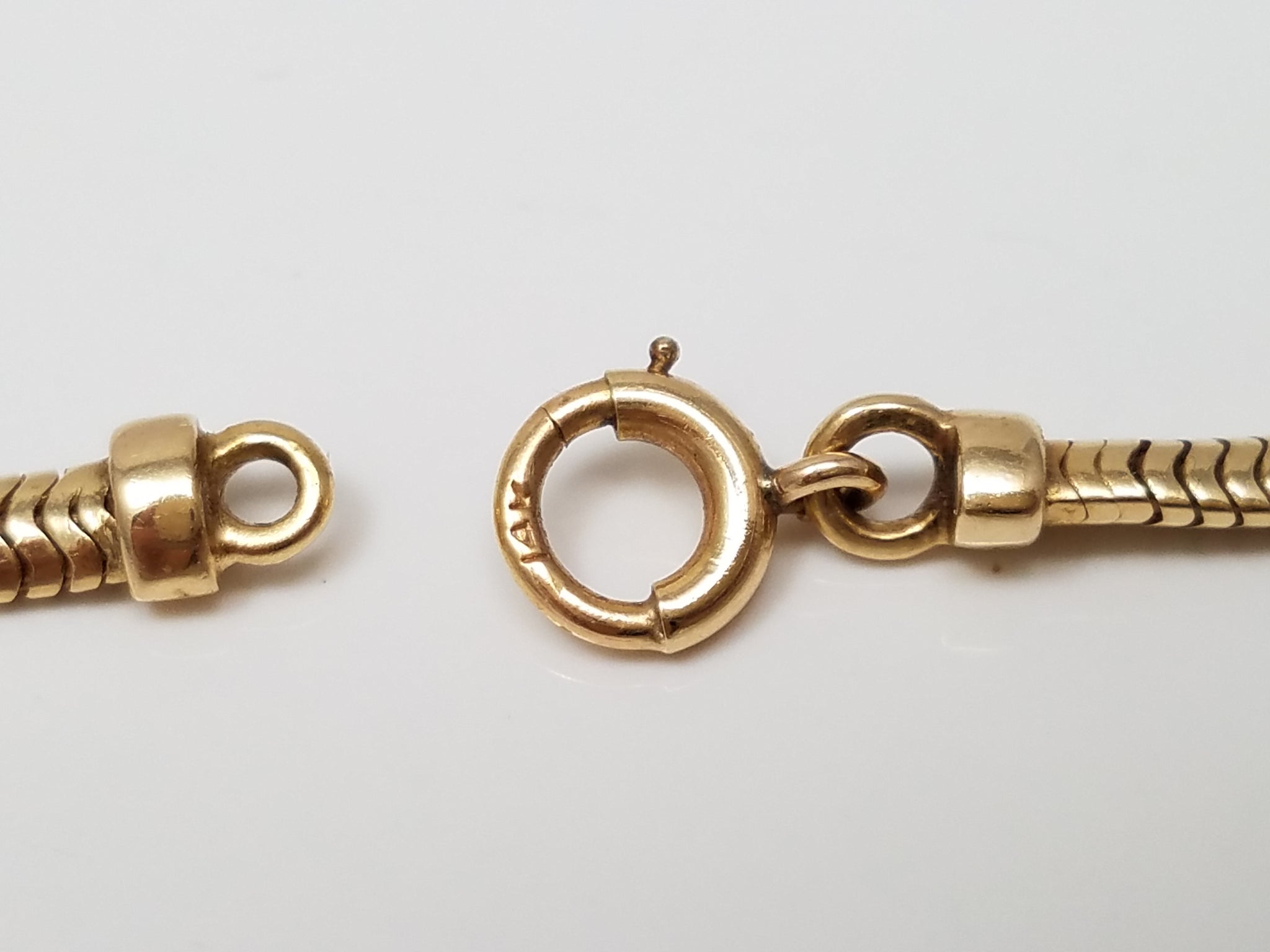 Sleek 14k Yellow Gold Flat Snake 15.5" Necklace