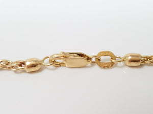 14k Yellow Gold Round Wheat Link 22" Necklace