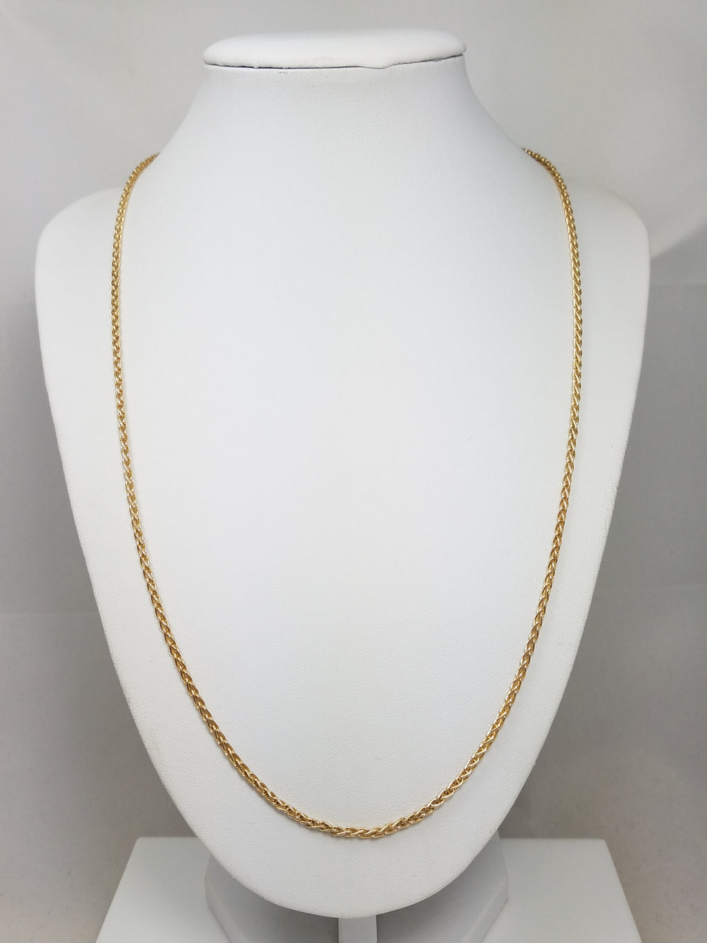 14k Yellow Gold Round Wheat Link 22" Necklace