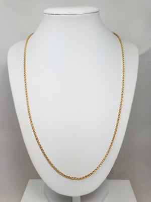 14k Yellow Gold Round Wheat Link 22" Necklace