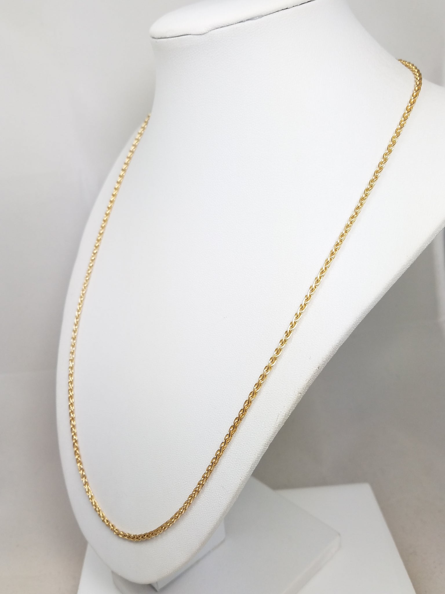 14k Yellow Gold Round Wheat Link 22" Necklace
