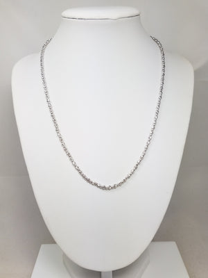 Flashy 18" 14k White Gold Diamond Cut Micro Bead Chain Necklace