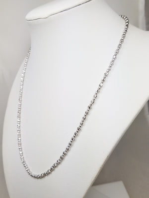 Flashy 18" 14k White Gold Diamond Cut Micro Bead Chain Necklace