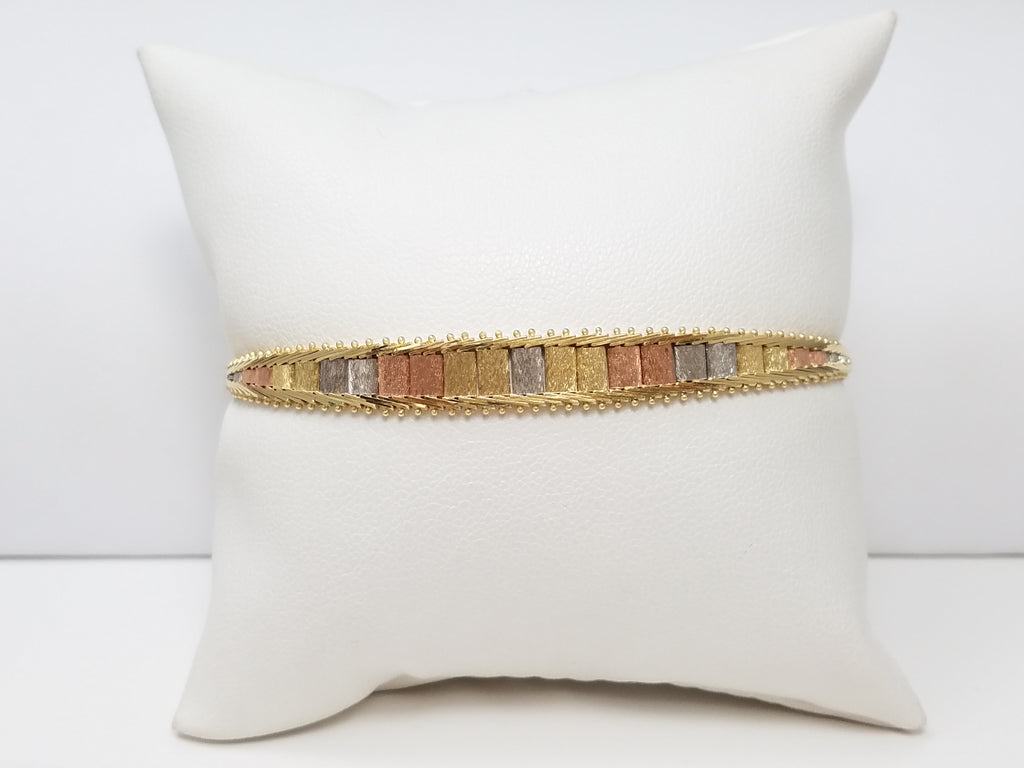 14k Tri-Color Gold Riccio 7" Bracelet
