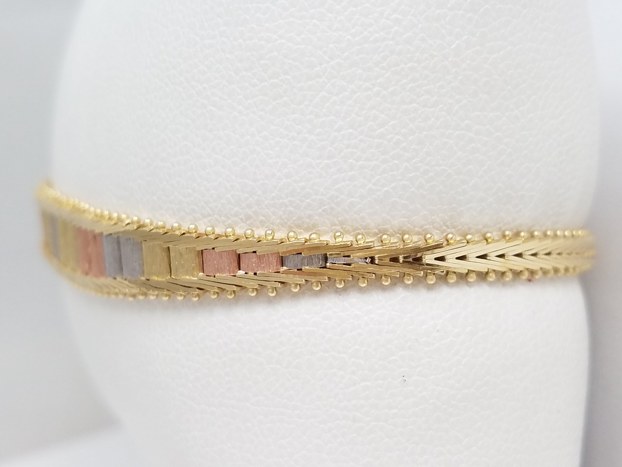 14k Tri-Color Gold Riccio 7" Bracelet