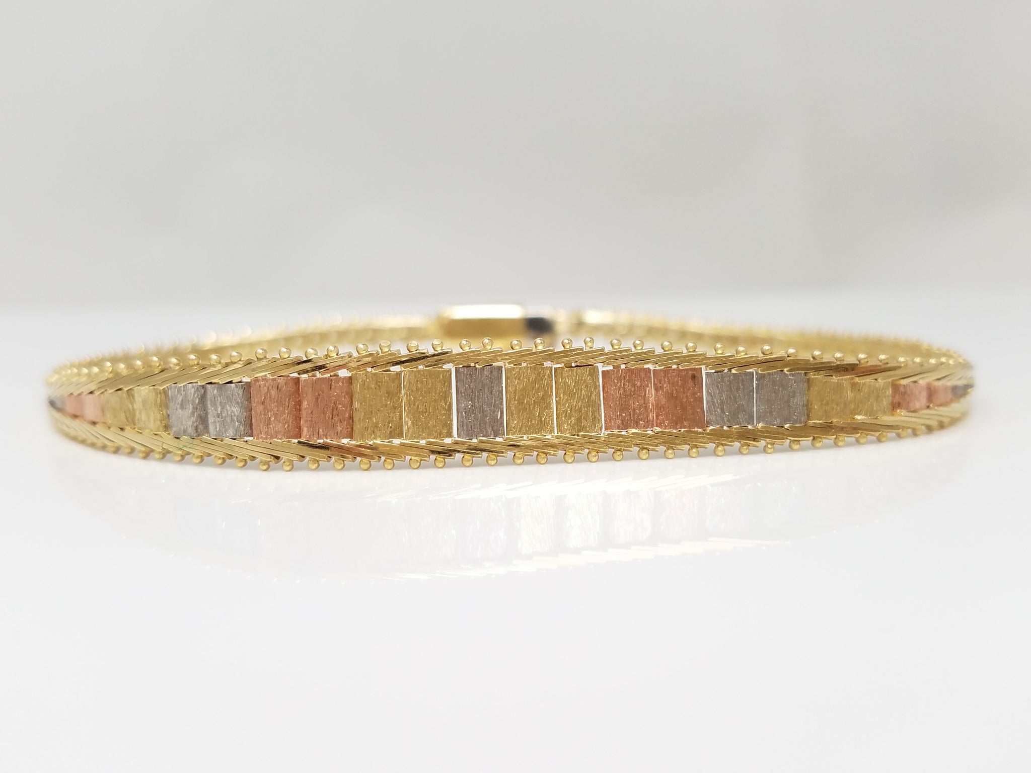 14k Tri-Color Gold Riccio 7" Bracelet
