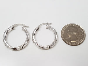 Spiral Hoop Earrings in 14k White Gold