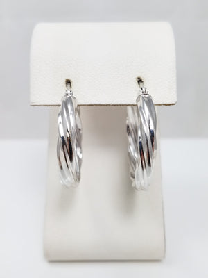 Spiral Hoop Earrings in 14k White Gold