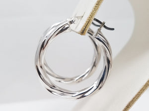 Spiral Hoop Earrings in 14k White Gold