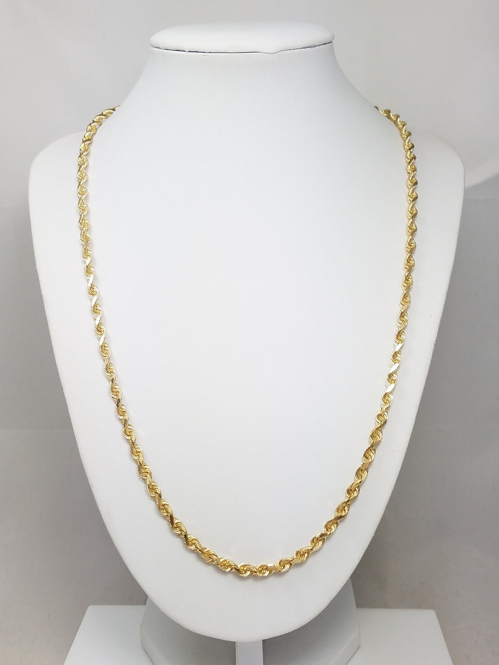Spectacular 22" Solid 14k Yellow Gold Diamond Cut Rope Chain Necklace