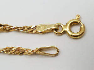 Delicate 18" Solid 18k Yellow Gold Singapore Link Chain Necklace