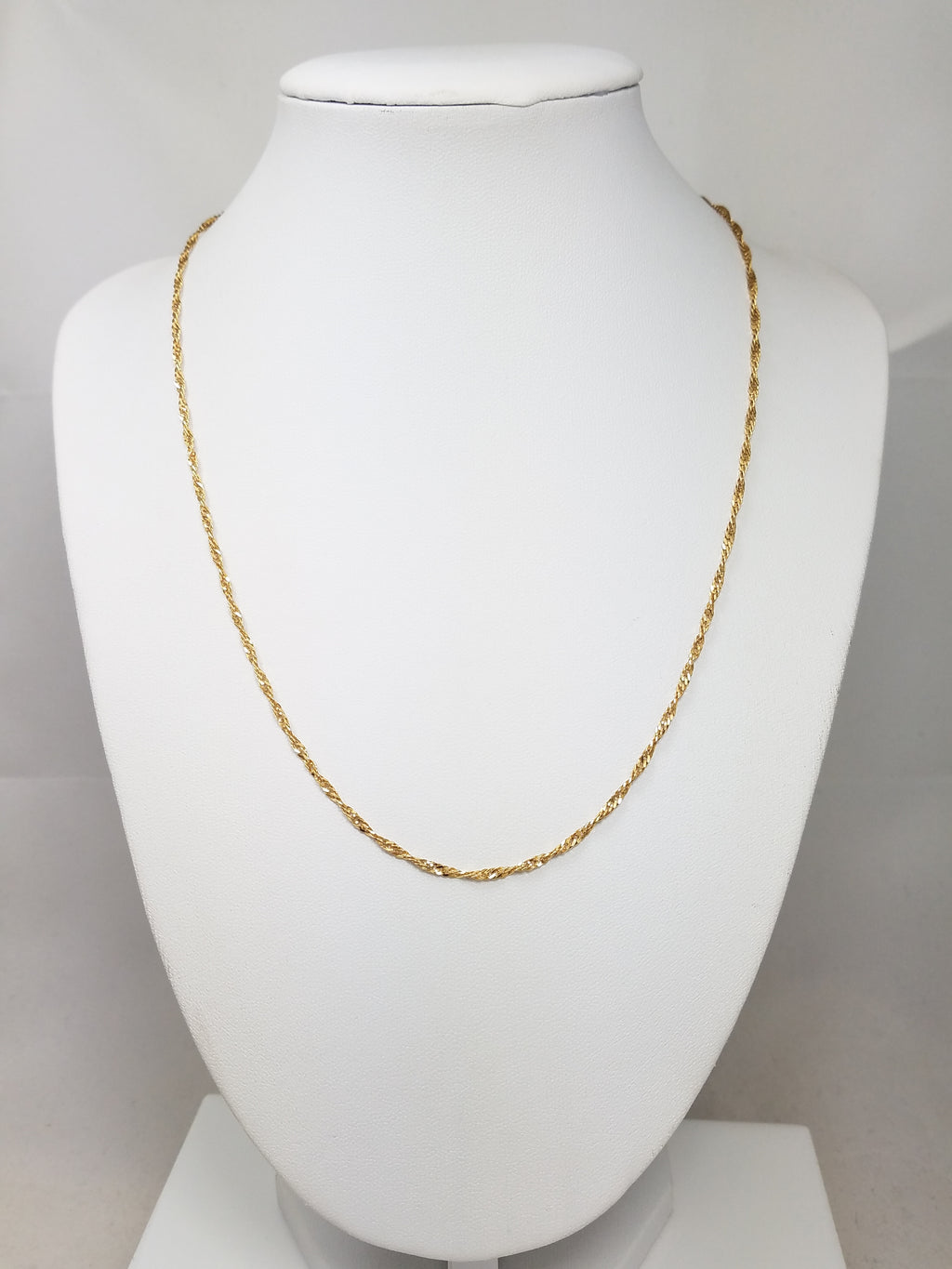 Delicate 18" Solid 18k Yellow Gold Singapore Link Chain Necklace