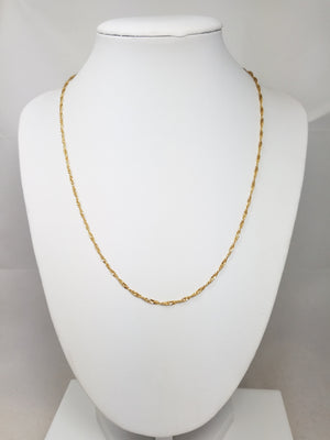 Delicate 18" Solid 18k Yellow Gold Singapore Link Chain Necklace