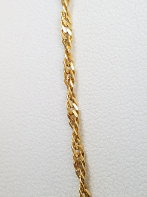 Delicate 18" Solid 18k Yellow Gold Singapore Link Chain Necklace