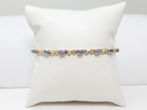 Soothing 7" 10k Two Tone Gold Natural Tanzanite Diamond Bracelet