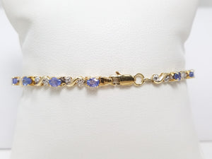 Soothing 7" 10k Two Tone Gold Natural Tanzanite Diamond Bracelet