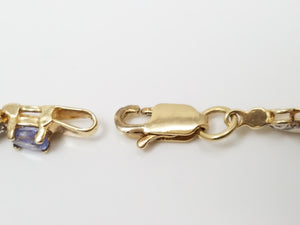 Soothing 7" 10k Two Tone Gold Natural Tanzanite Diamond Bracelet