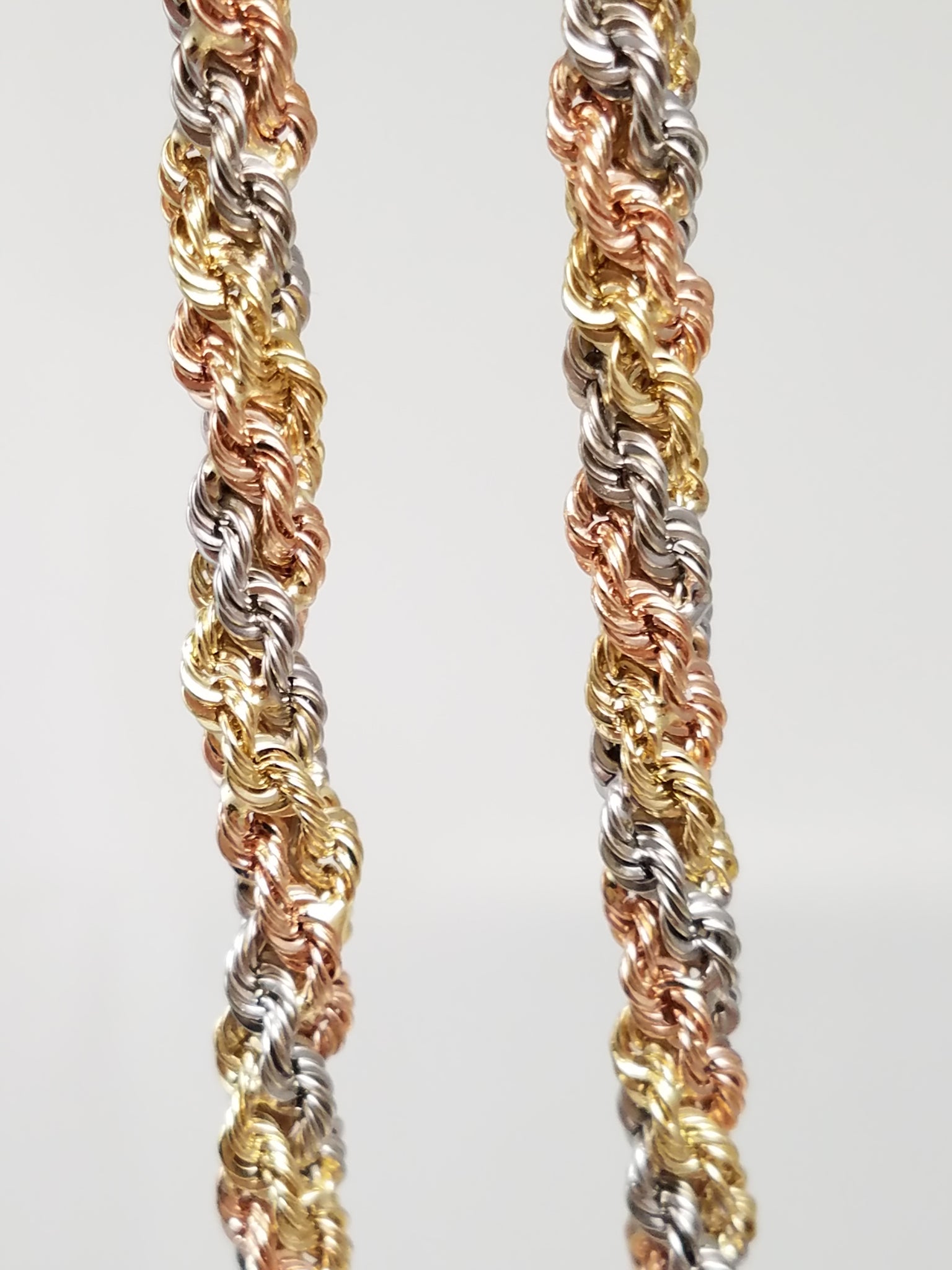 Lively 14k Tricolor Gold Hollow Braided Rope 18.75" Chain