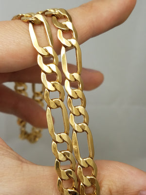Sporty 26" 10k Yellow Gold Hollow Figaro Link Chain Necklace