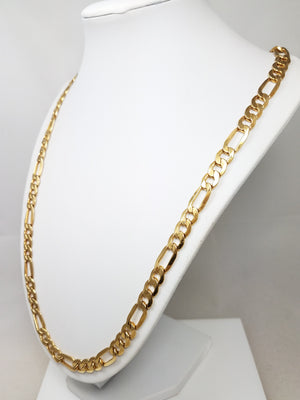 Sporty 26" 10k Yellow Gold Hollow Figaro Link Chain Necklace
