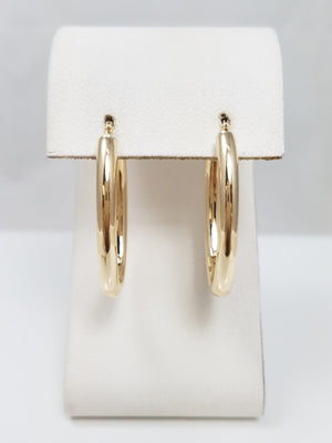 Attractive 10k Yellow Gold Hollow Elongated Hoop Earrings
