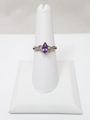 Natural Amethyst 10k White Gold Ring