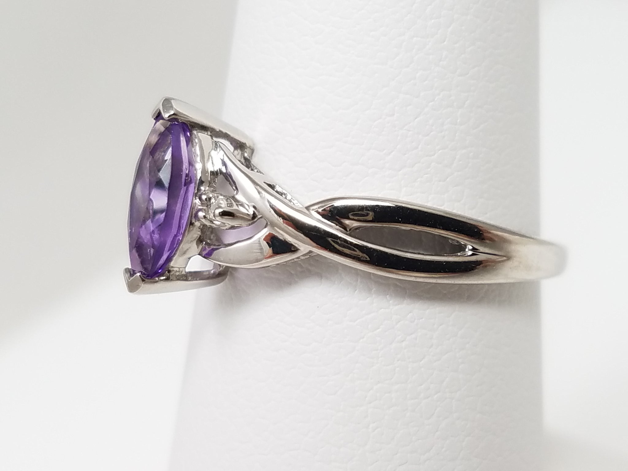 Natural Amethyst 10k White Gold Ring
