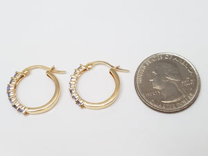 Stylish 14k Yellow Gold Natural Tanzanite Hoop Earrings