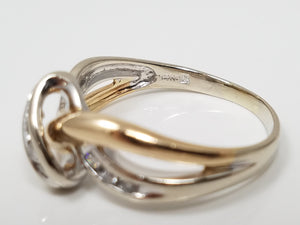 Two Tone 14k Gold Diamond Crossover Ring