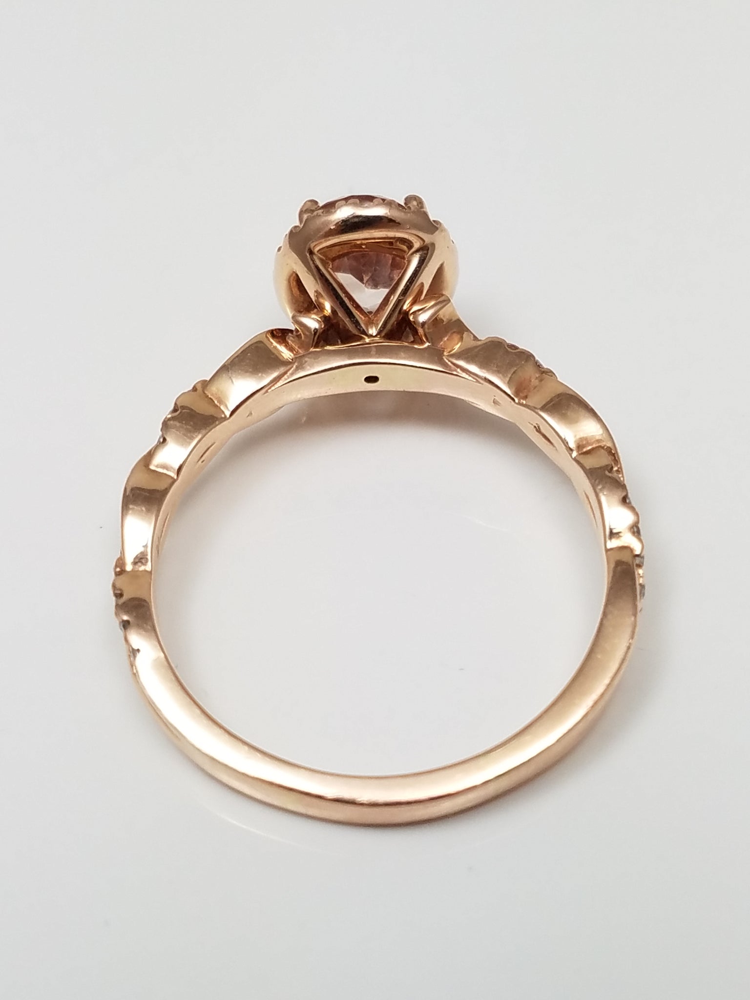 Modern 14k Rose Gold Natural Morganite Diamond Ring