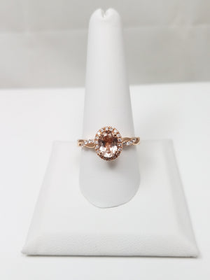 Modern 14k Rose Gold Natural Morganite Diamond Ring