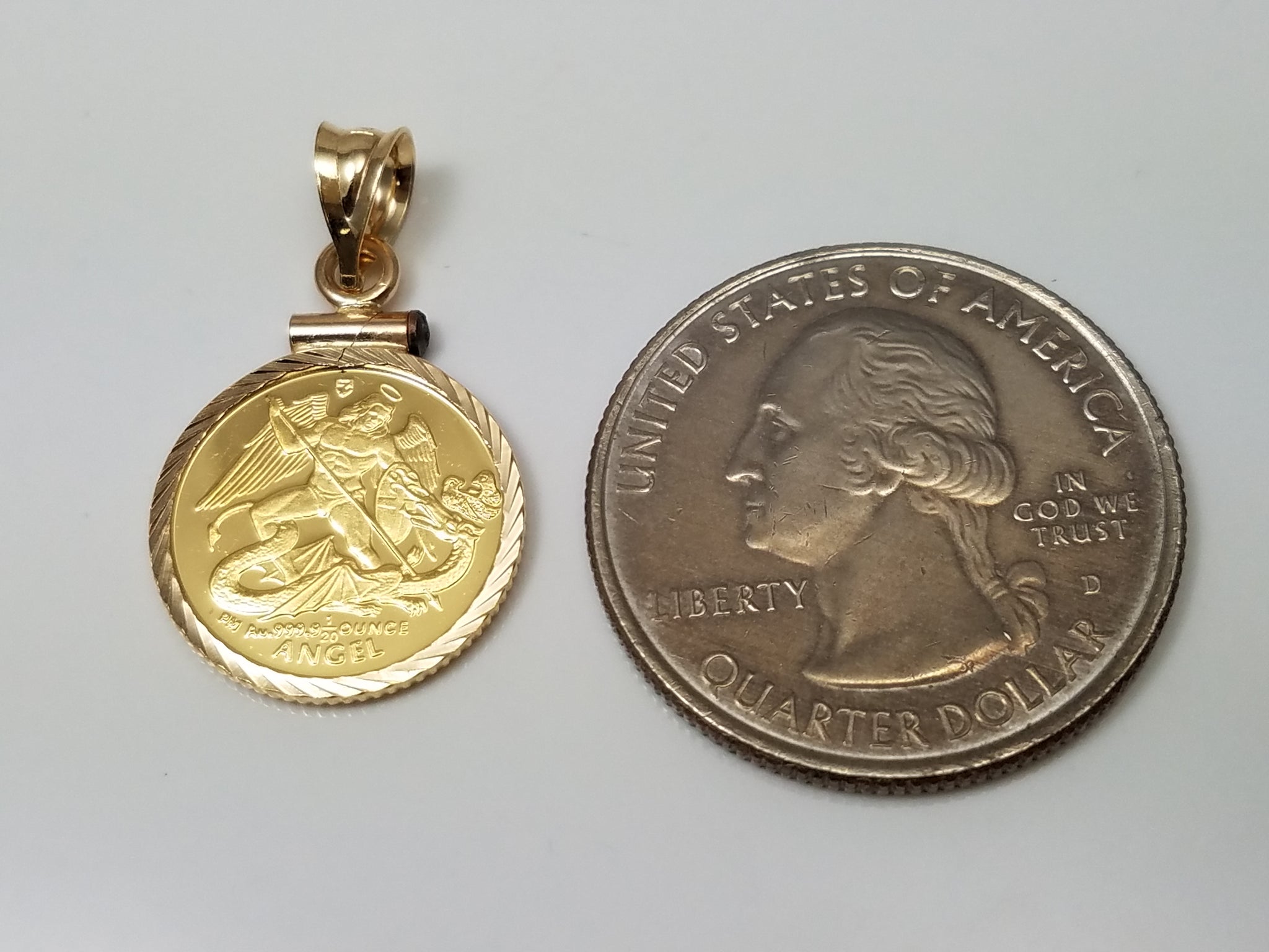 New! Beautiful 2005 Isle Of Man 1/20oz 24k Gold Coin In 14k Yellow Gold Pendant