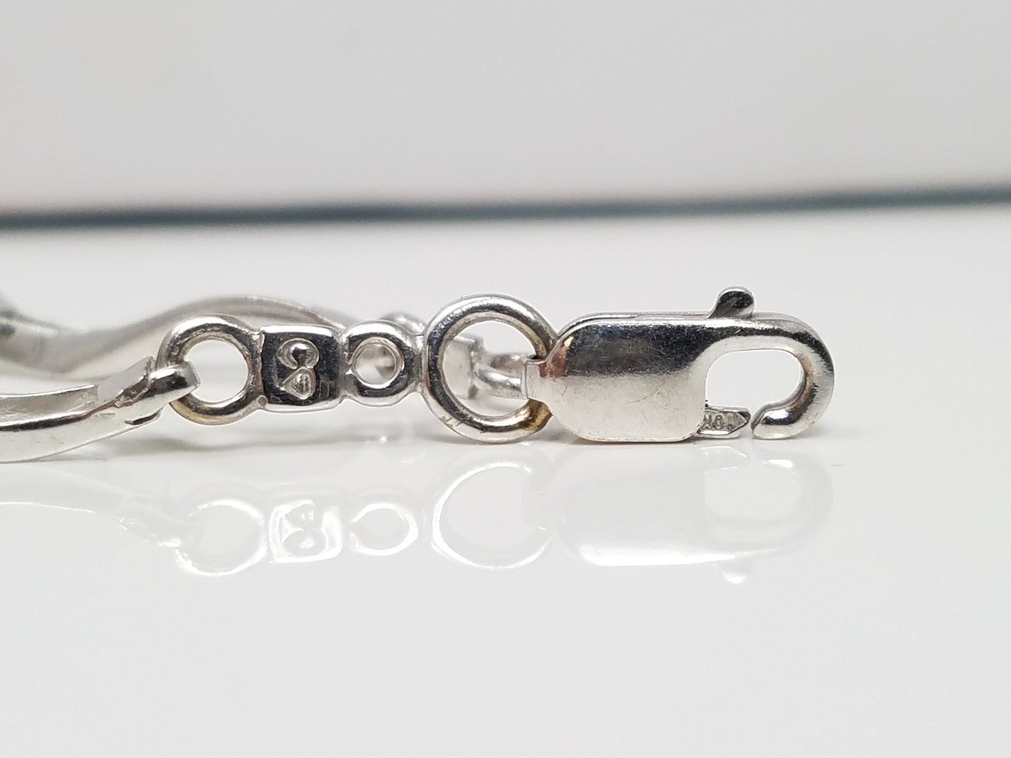 Dainty 7" 10k White Gold Lab Created Sapphire Bracelet