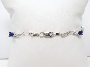 Dainty 7" 10k White Gold Lab Created Sapphire Bracelet