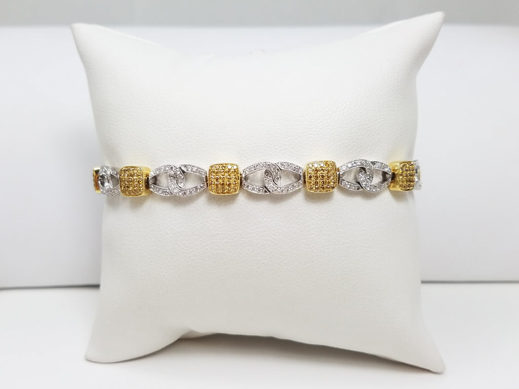 Extravagant 7.5" 18k Two Tone Gold 1.65ctw Natural Diamond Custom Bracelet