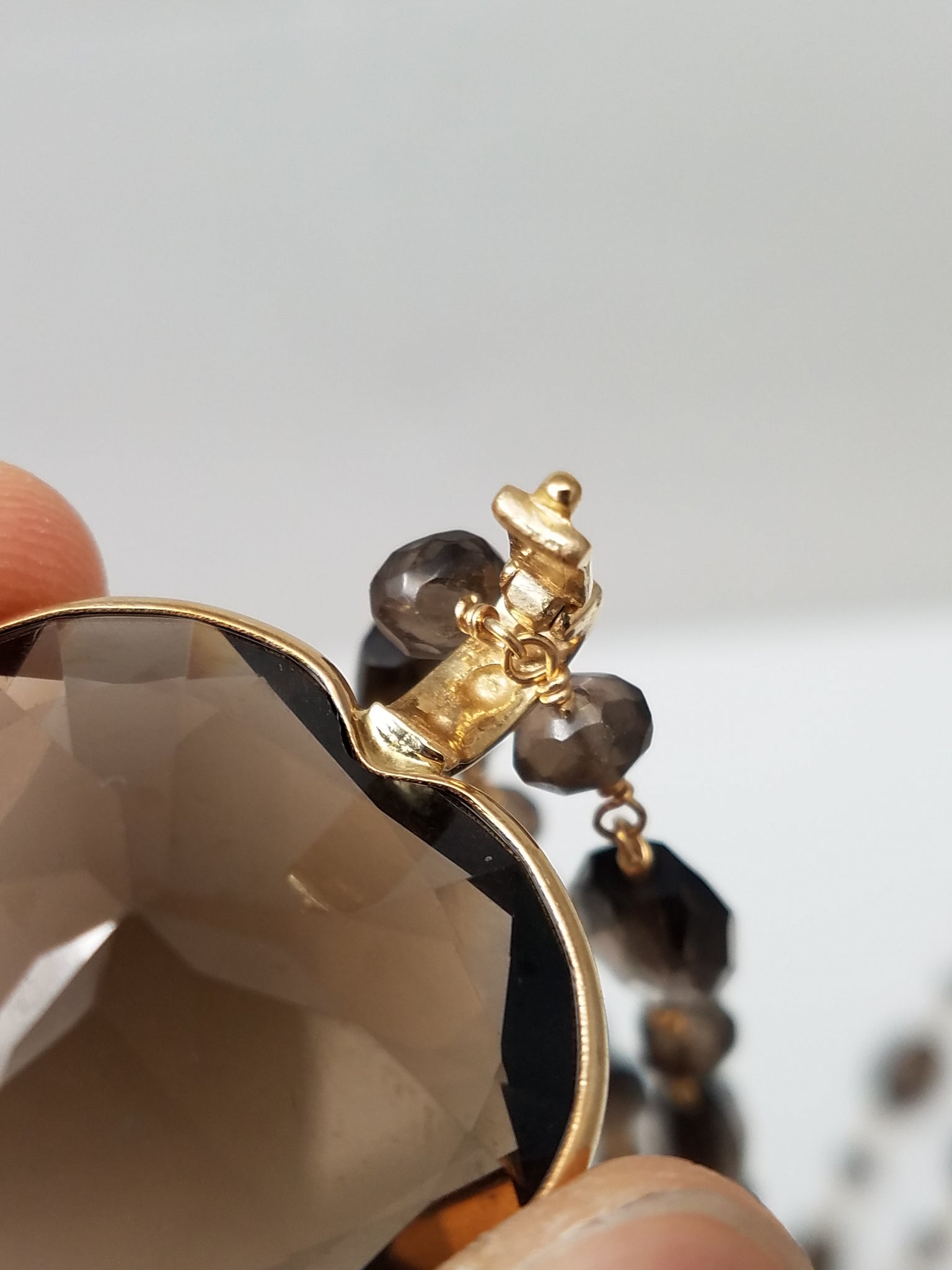 Fashionable 14k Yellow Gold ~80ctw Smoky Quartz Heart Pendant Necklace