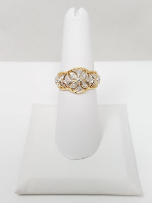 Extravagant 14k Two Tone Gold Natural Diamond Ring Band