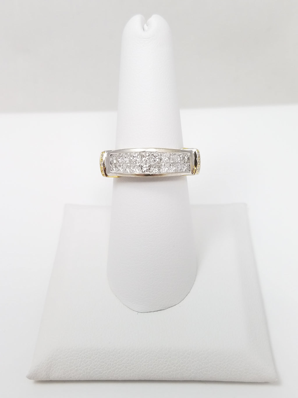 Remarkable 14k Two Tone Gold Natural Diamond Wedding Ring Band