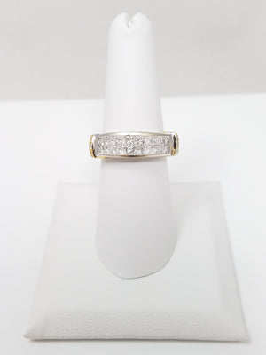 Remarkable 14k Two Tone Gold Natural Diamond Wedding Ring Band