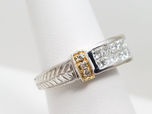 Remarkable 14k Two Tone Gold Natural Diamond Wedding Ring Band