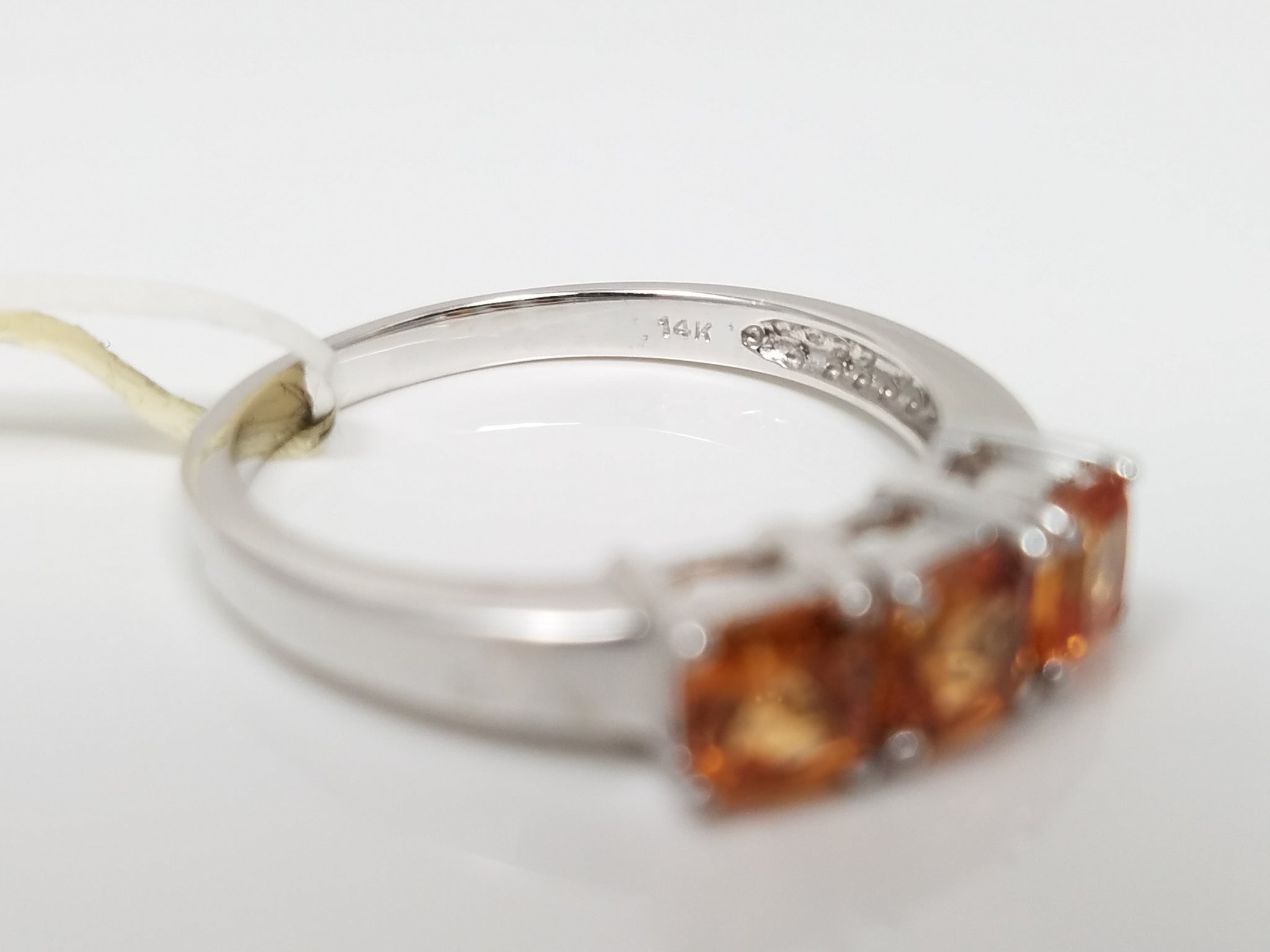 New! 14k White Gold Natural Garnet Three Stone Ring